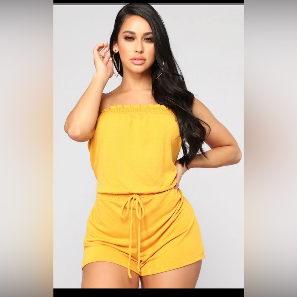 Mustard yellow tube romper
